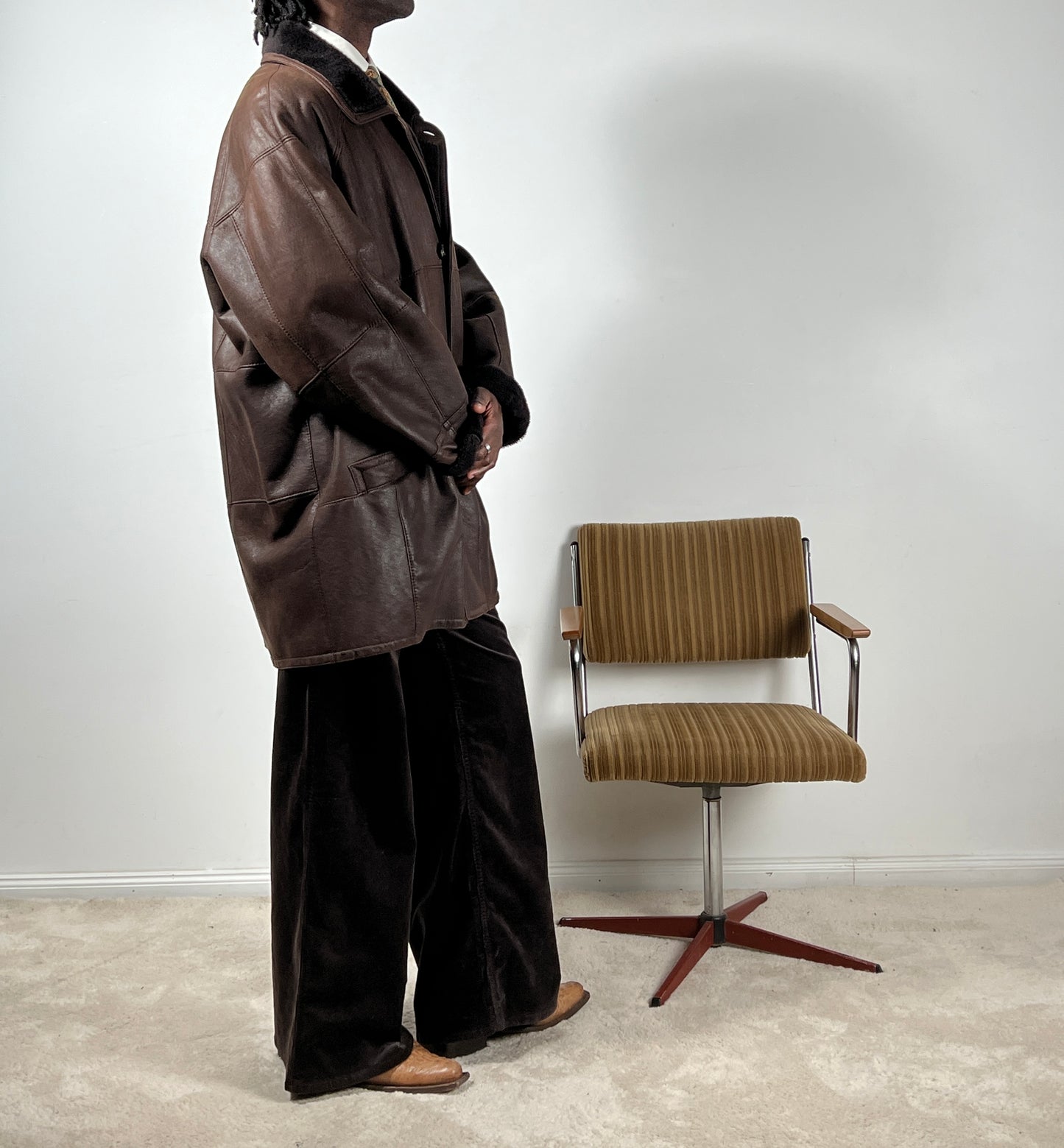 Vintage Sherpa Jacke in dunkelbraun