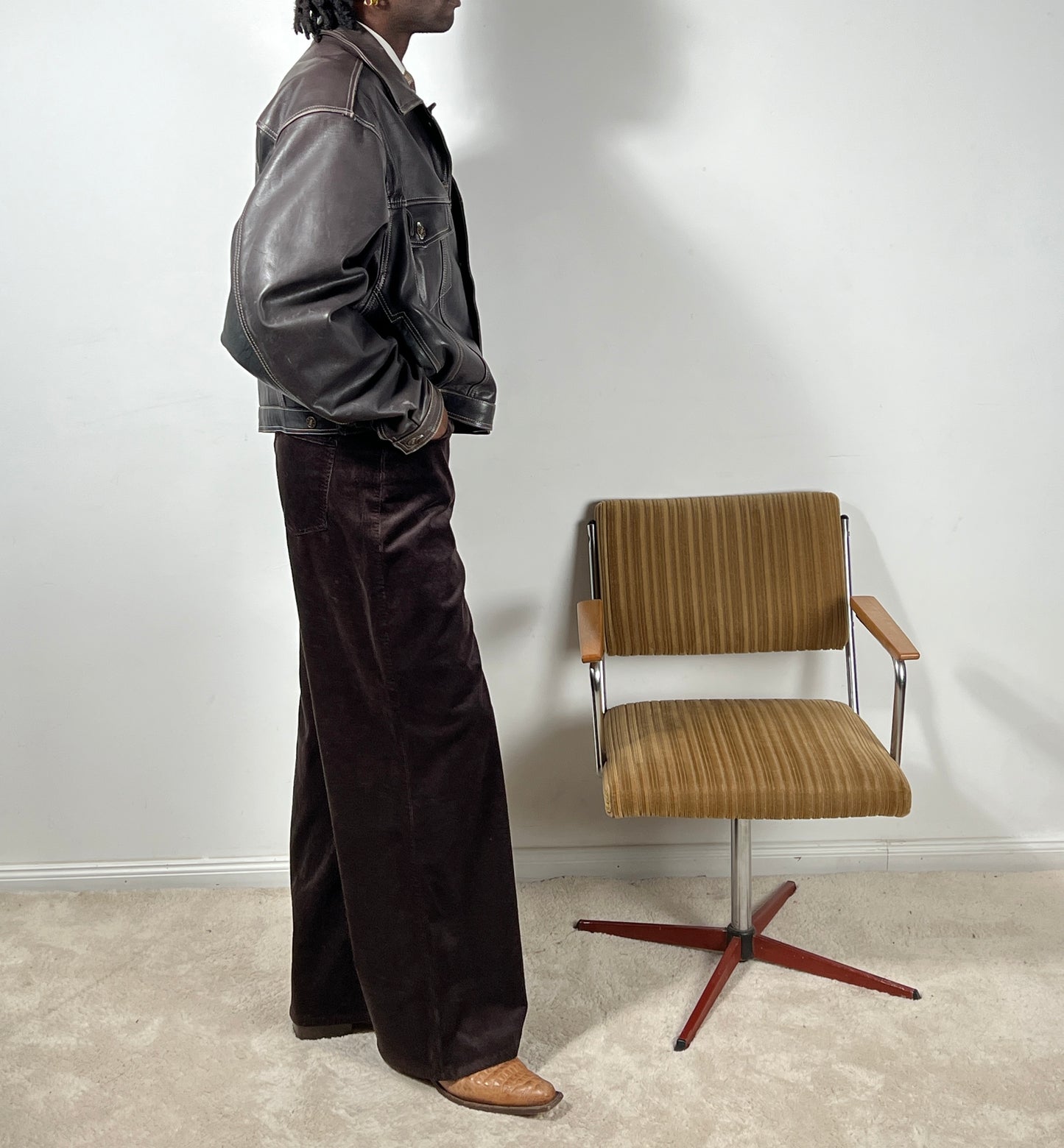 Cropped Vintage Leather Jacket