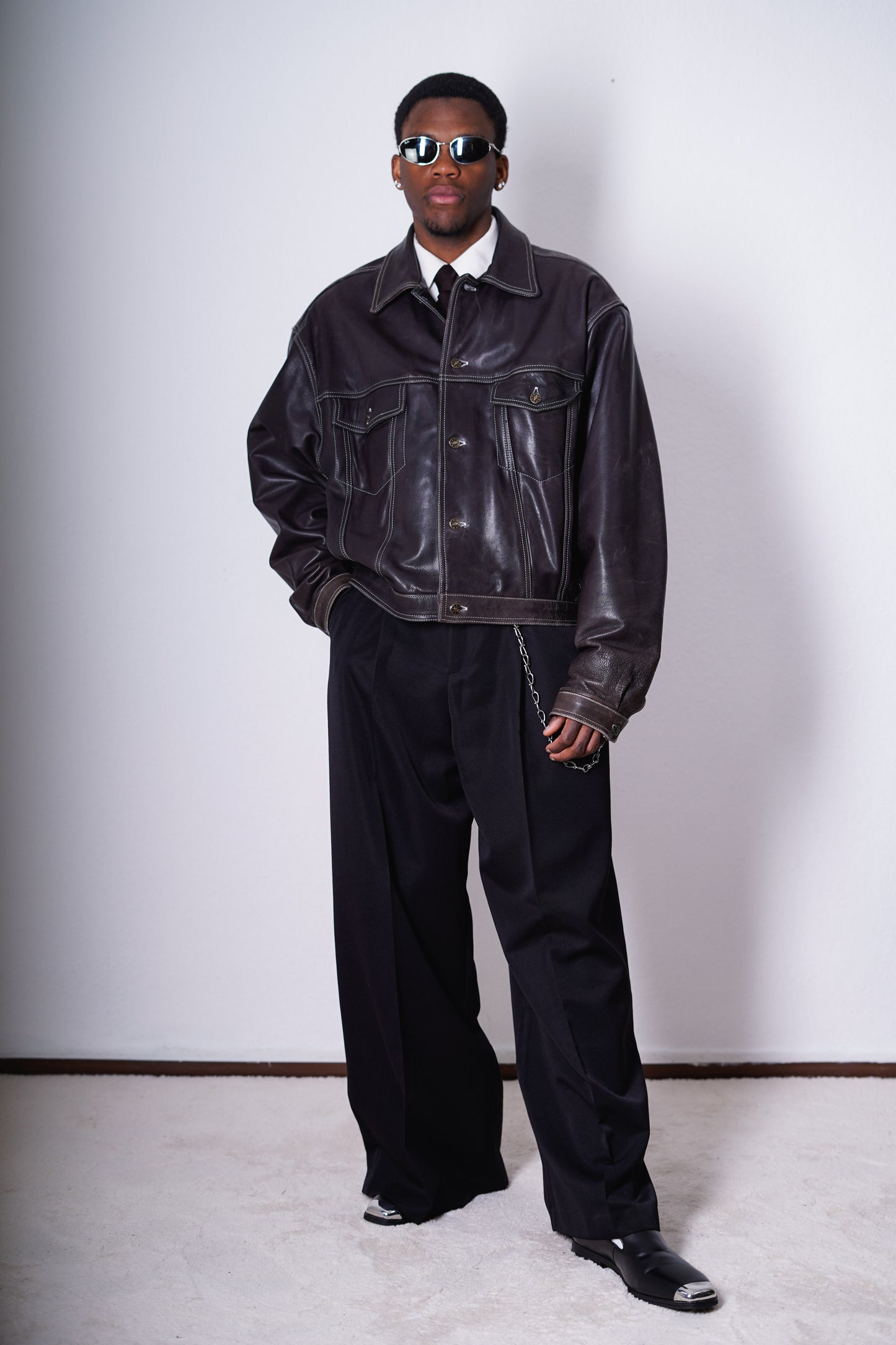 Vintage Cropped Lederjacke