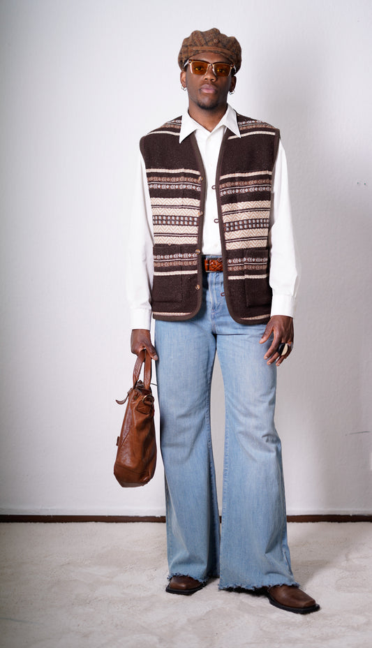 Vintage Woll Weste Braun/Beige