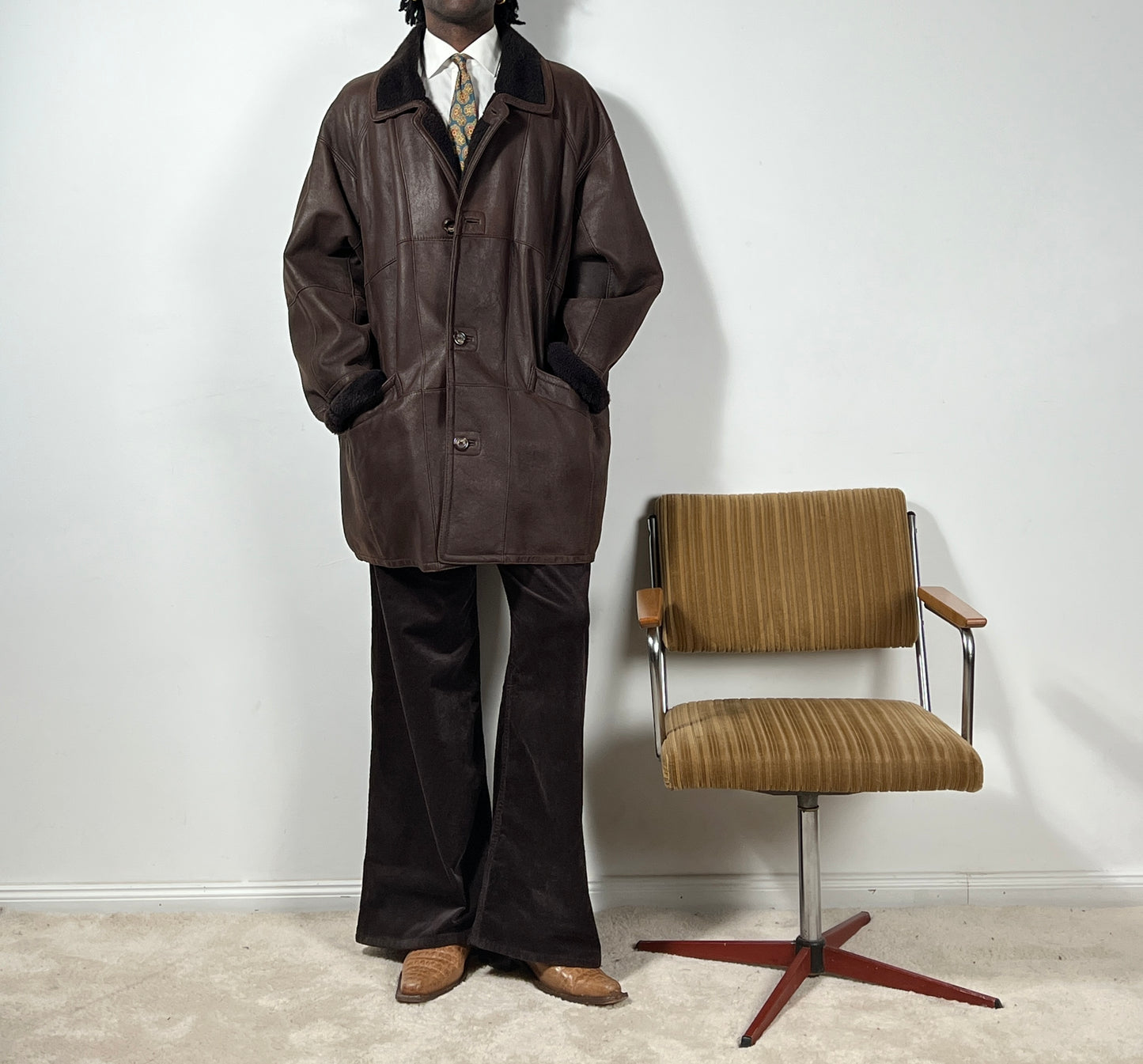 Vintage Sherpa Jacke in dunkelbraun