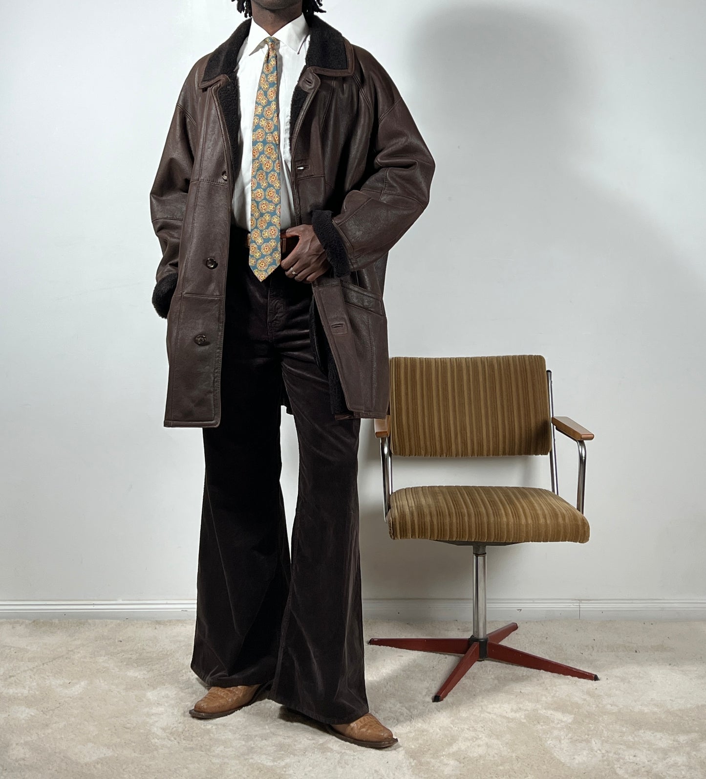 Vintage Sherpa Jacke in dunkelbraun