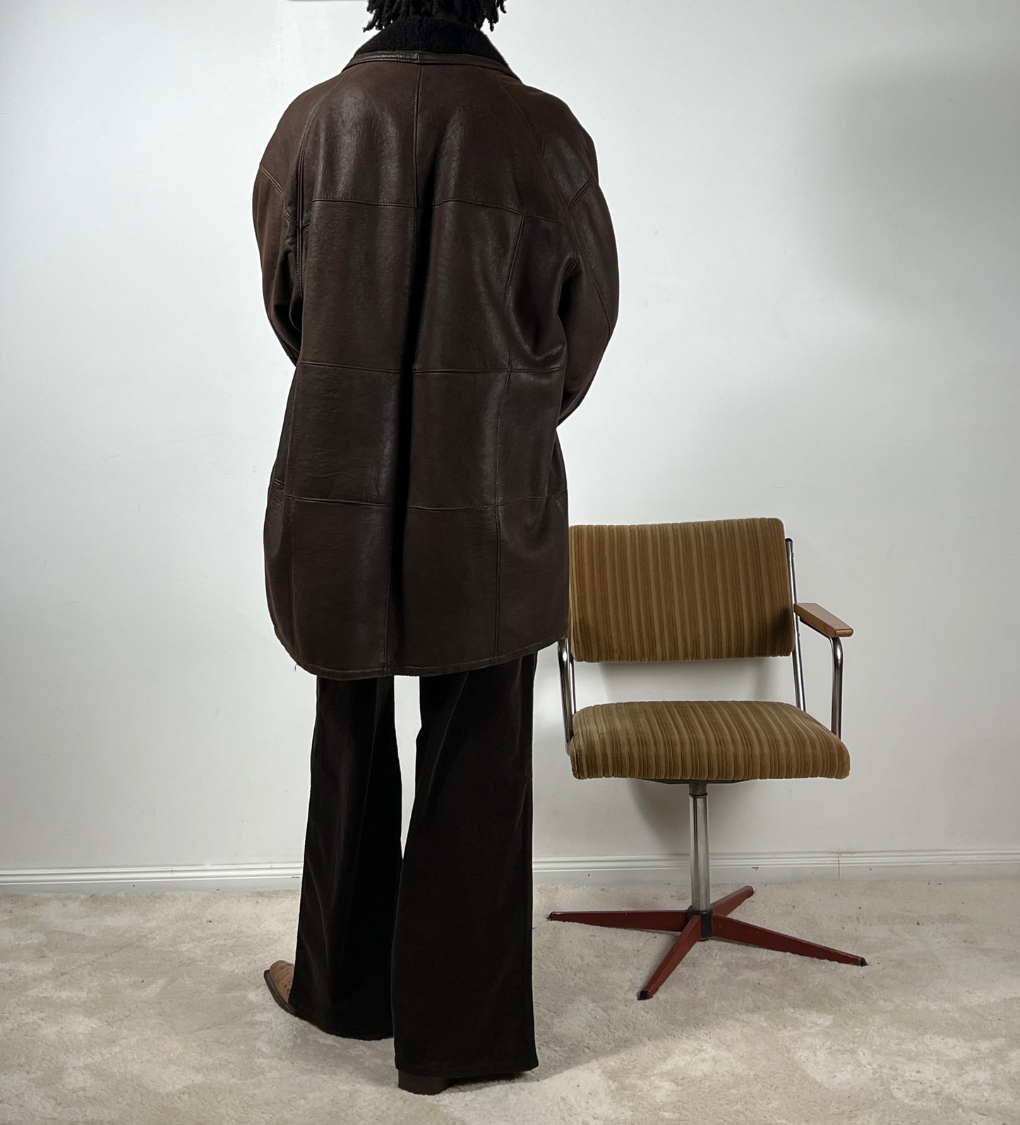 Vintage Sherpa Jacke in dunkelbraun