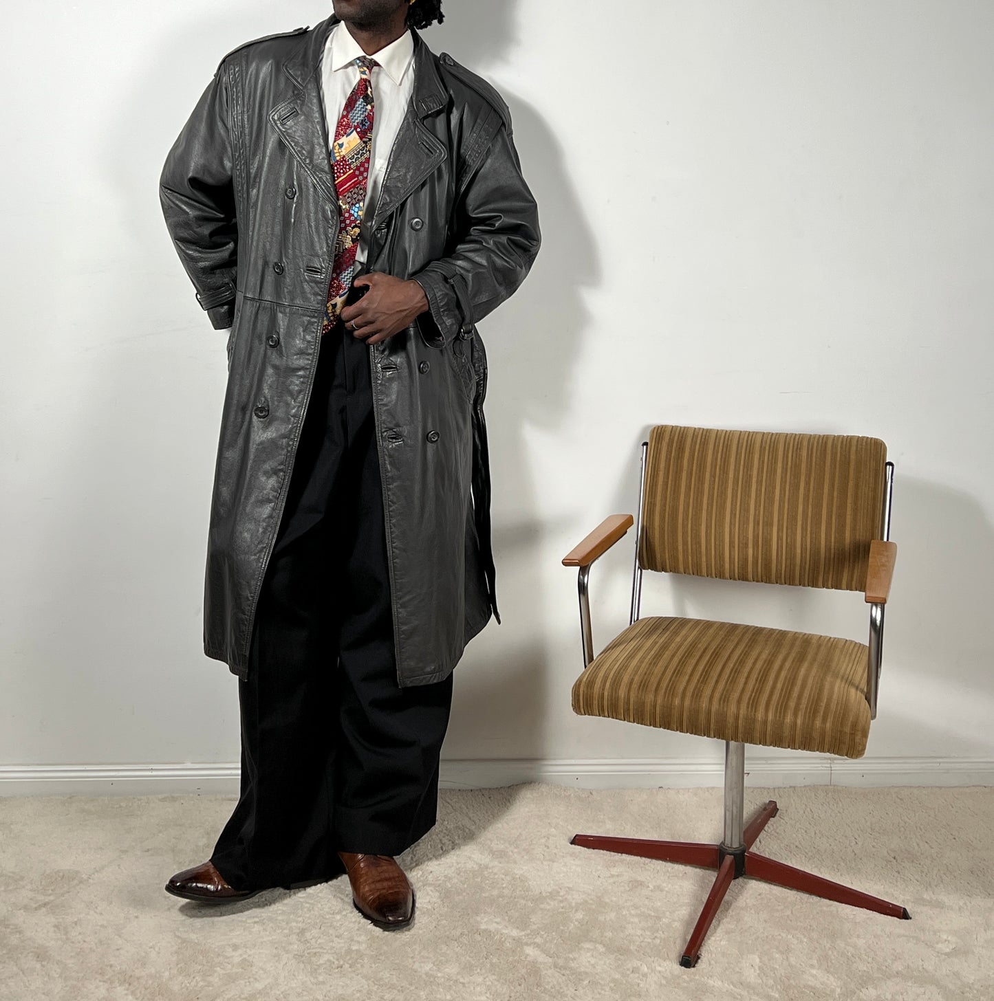 70s Leather Trenchcoat