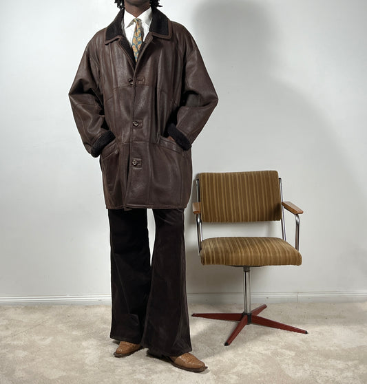 Vintage Sherpa Jacke in dunkelbraun