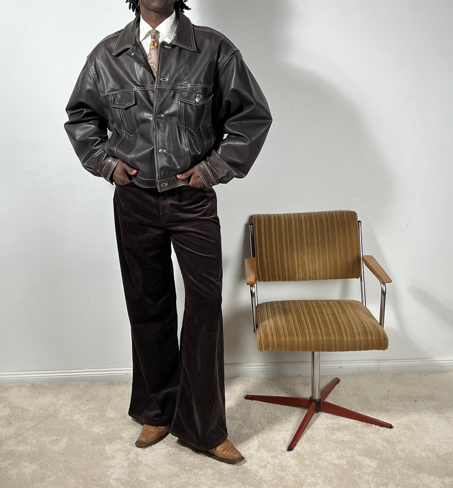 Cropped Vintage Leather Jacket