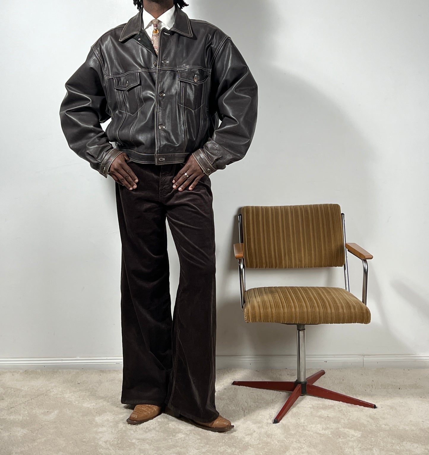 Cropped Vintage Leather Jacket