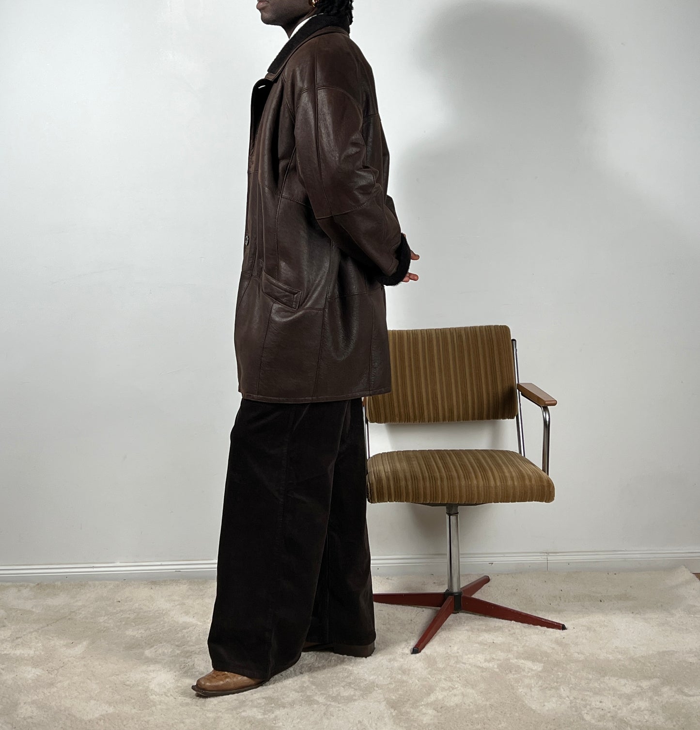 Vintage Sherpa Jacke in dunkelbraun