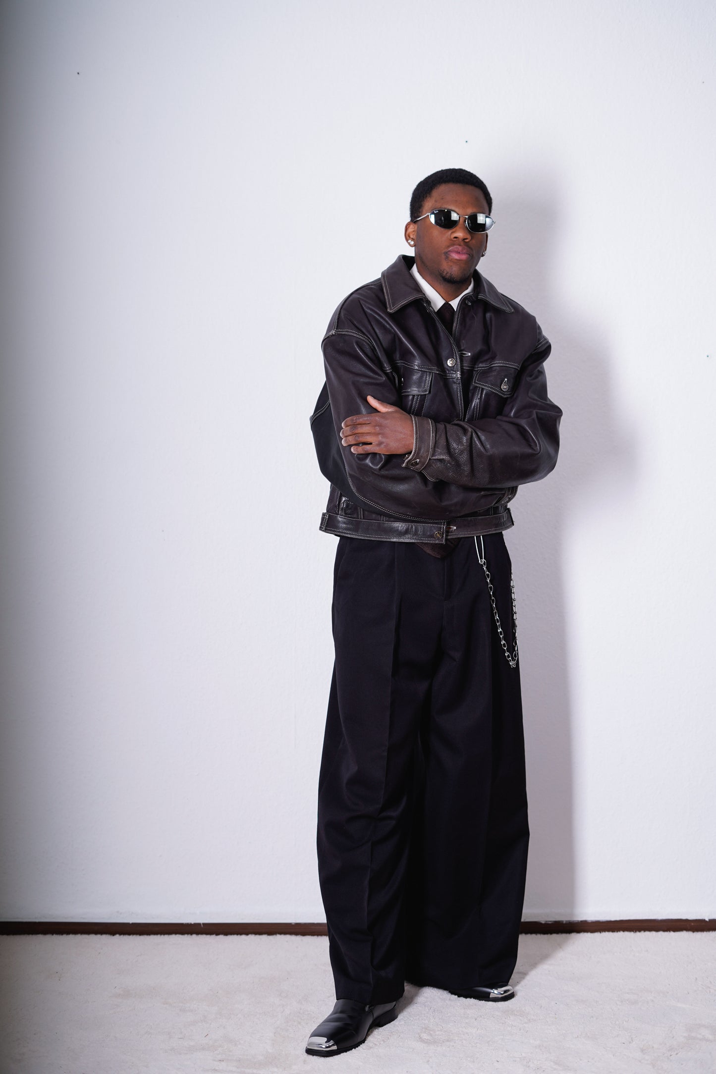 Vintage Cropped Lederjacke