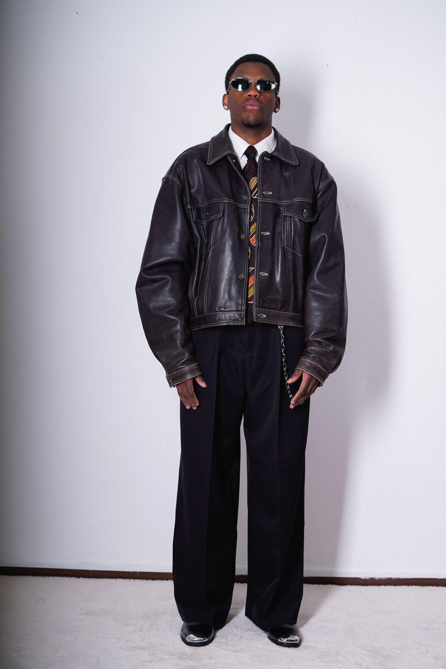 Vintage Cropped Lederjacke