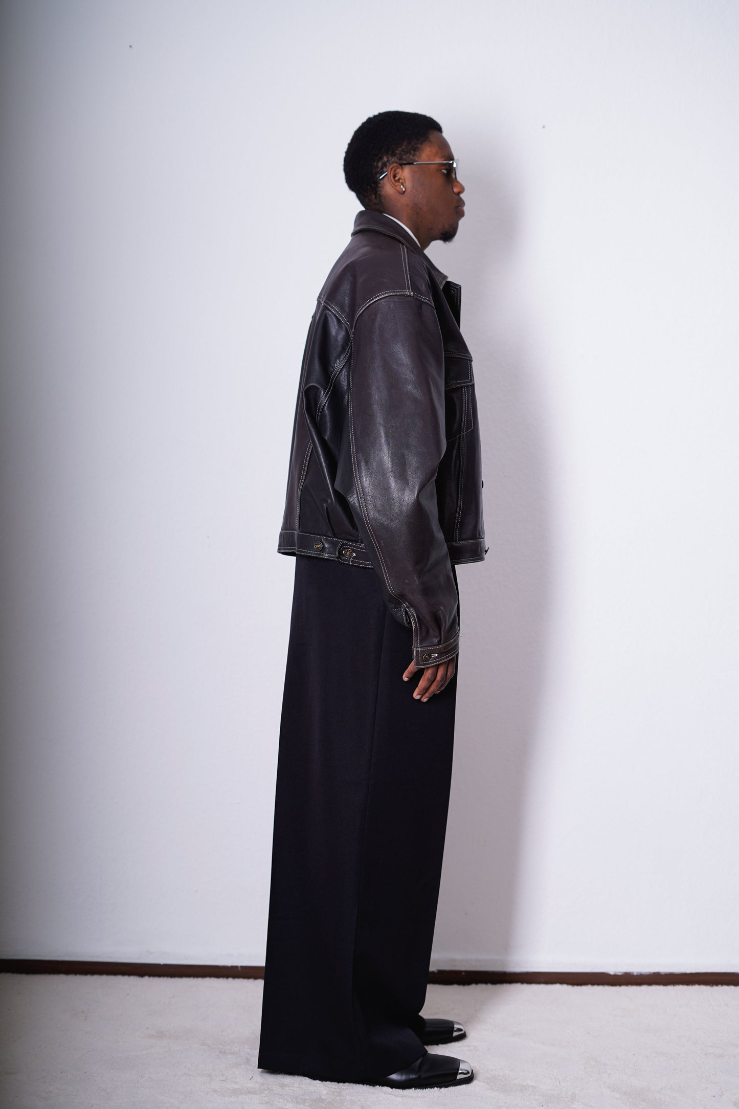 Vintage Cropped Lederjacke