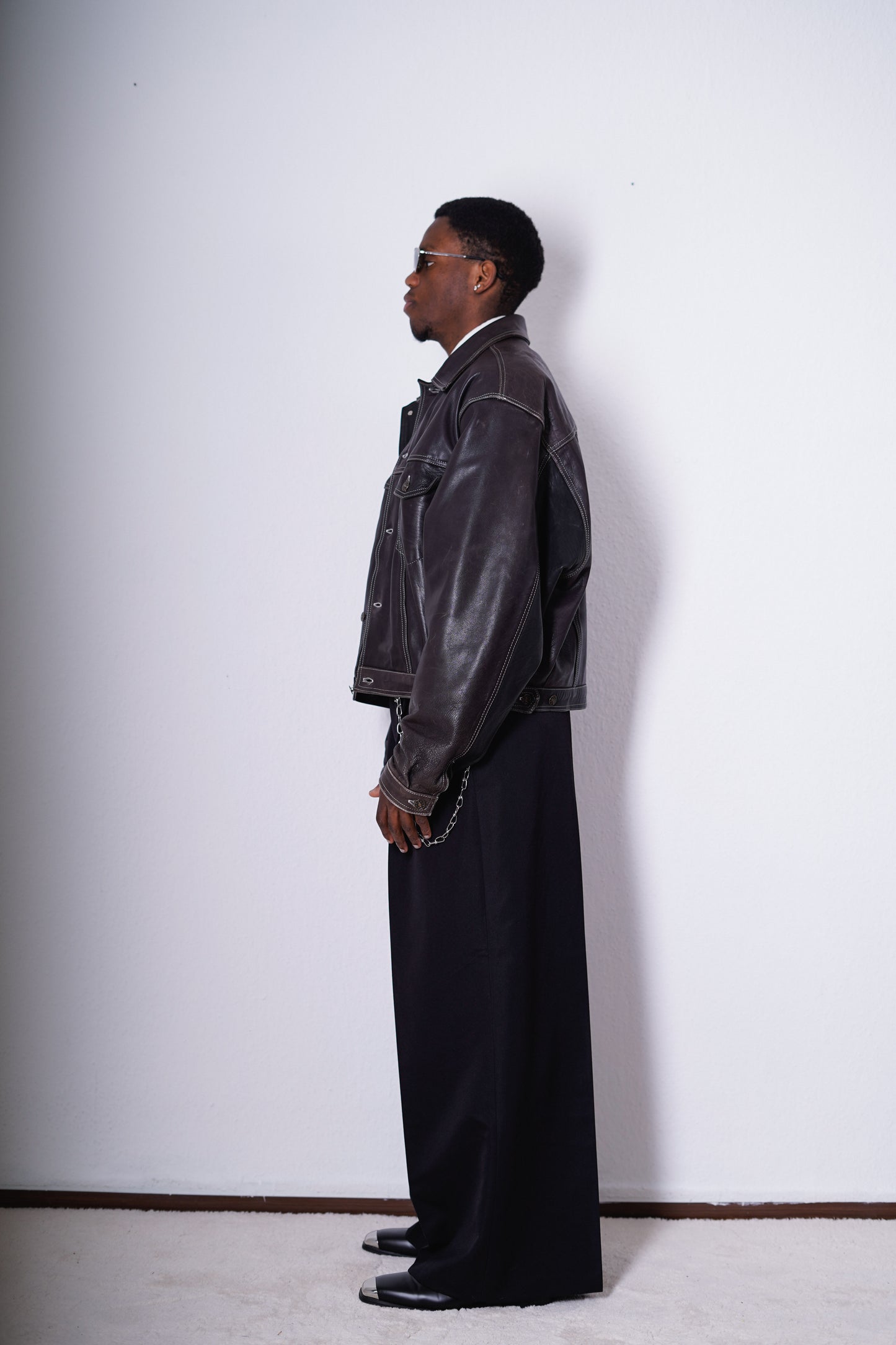 Vintage Cropped Lederjacke