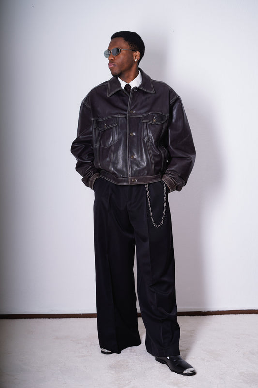 Vintage Cropped Lederjacke