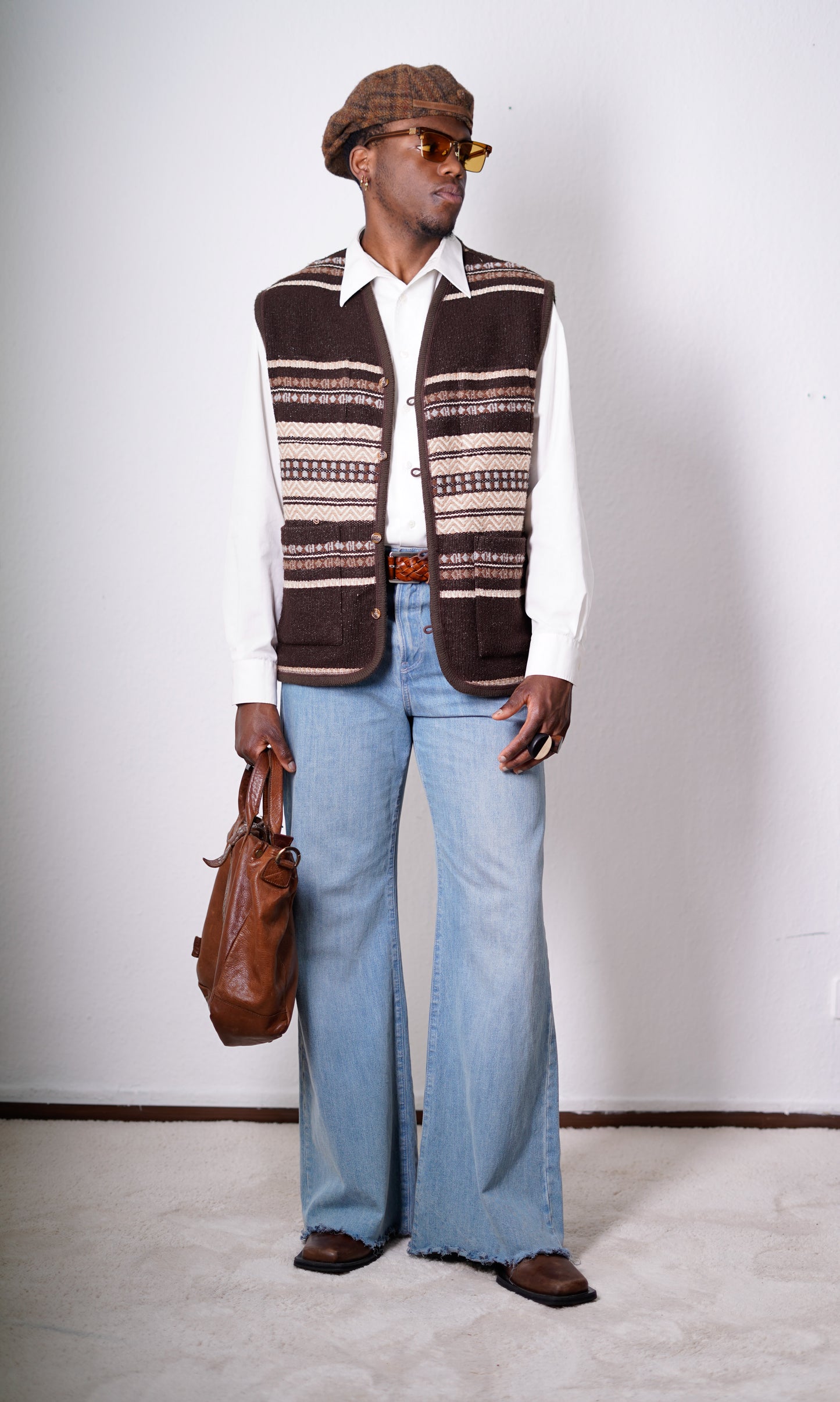 Vintage Woll Weste Braun/Beige