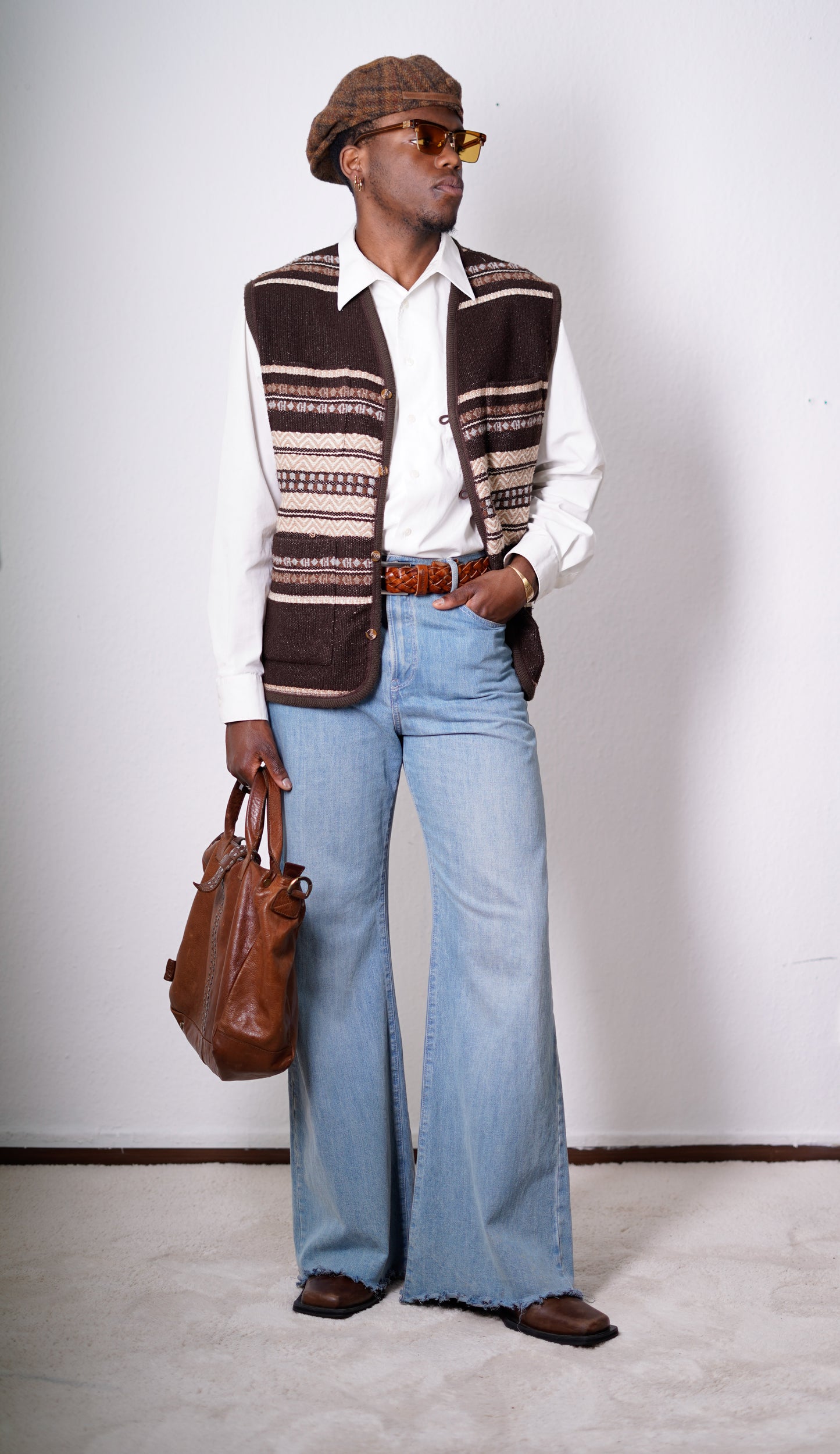 Vintage Woll Weste Braun/Beige