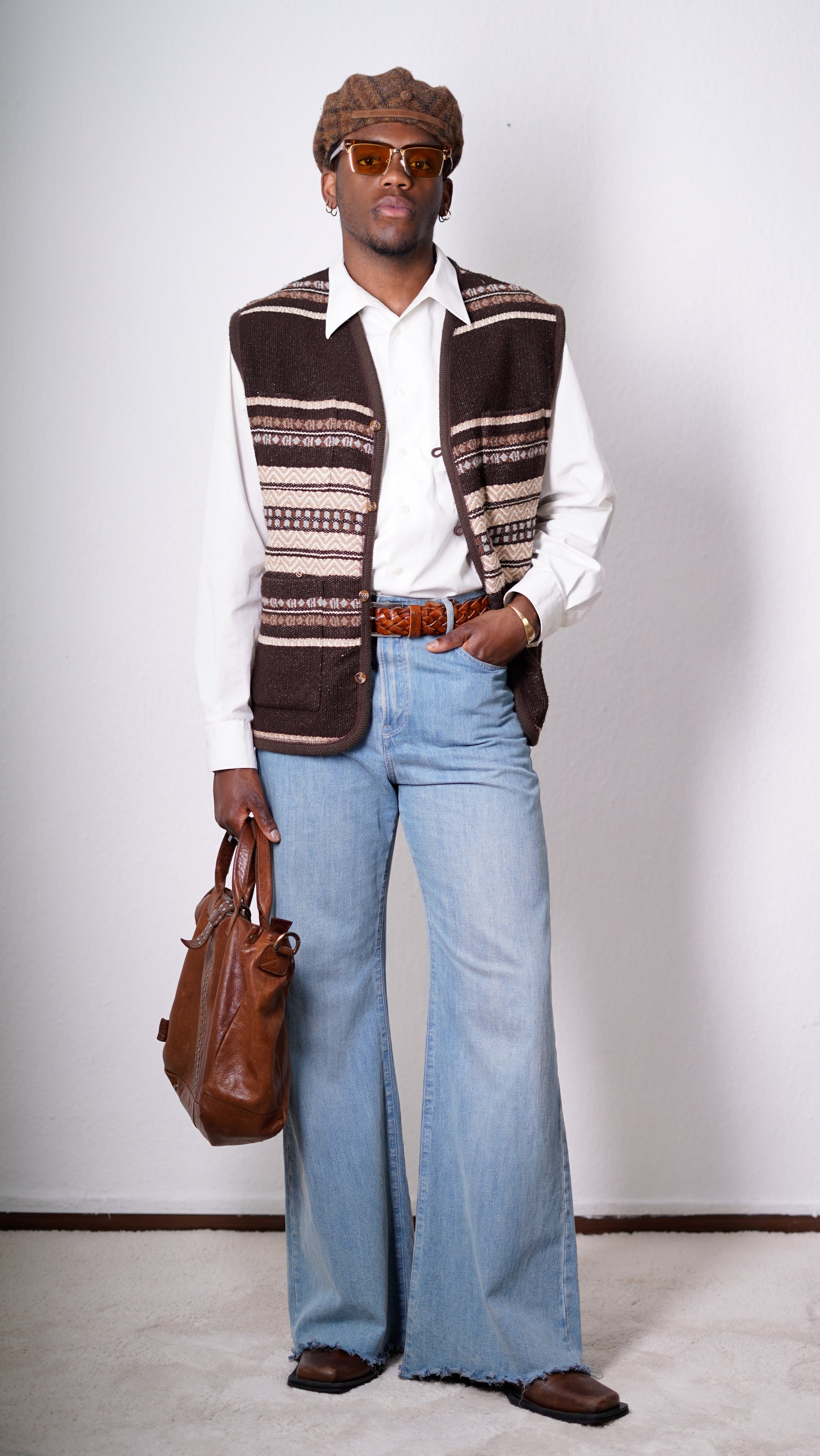 Vintage Woll Weste Braun/Beige