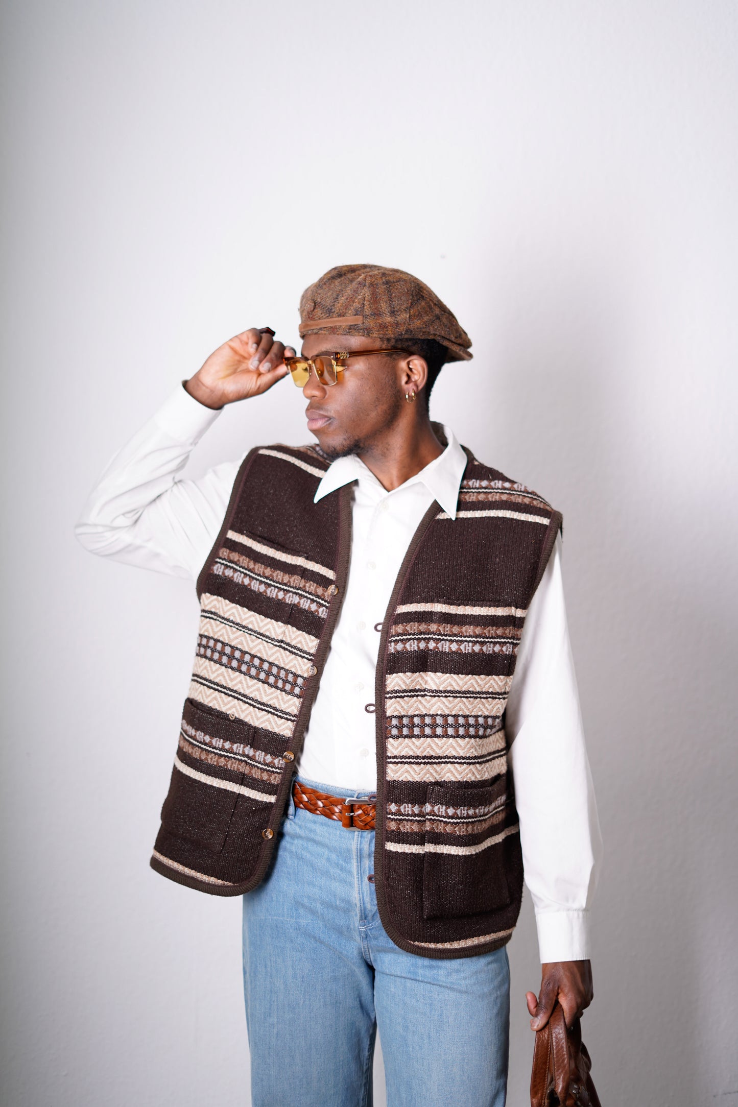 Vintage Woll Weste Braun/Beige