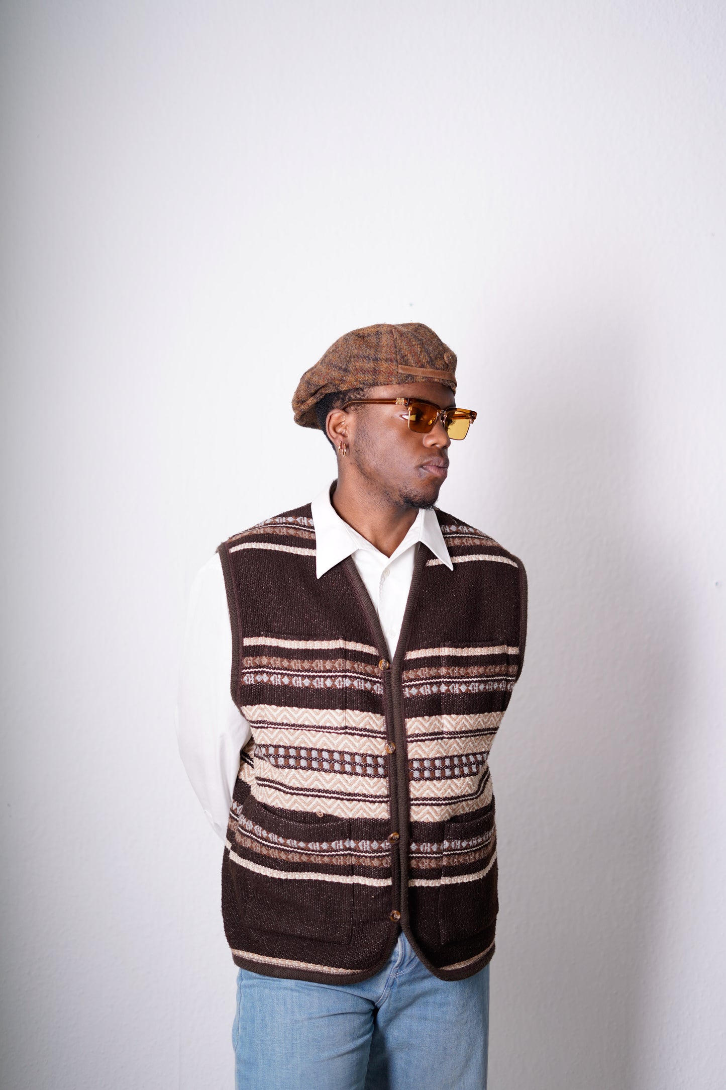 Vintage Woll Weste Braun/Beige
