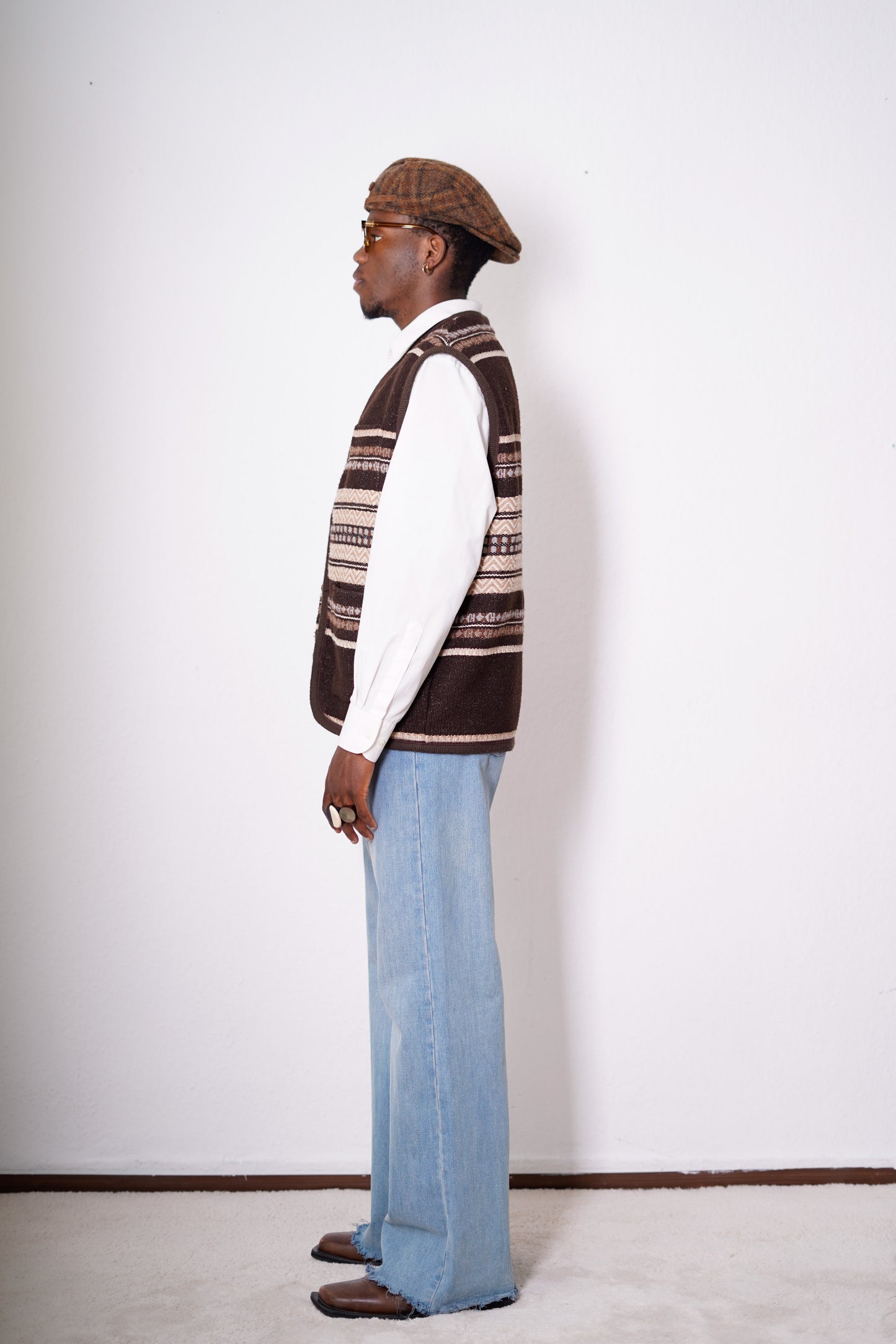 Vintage Woll Weste Braun/Beige