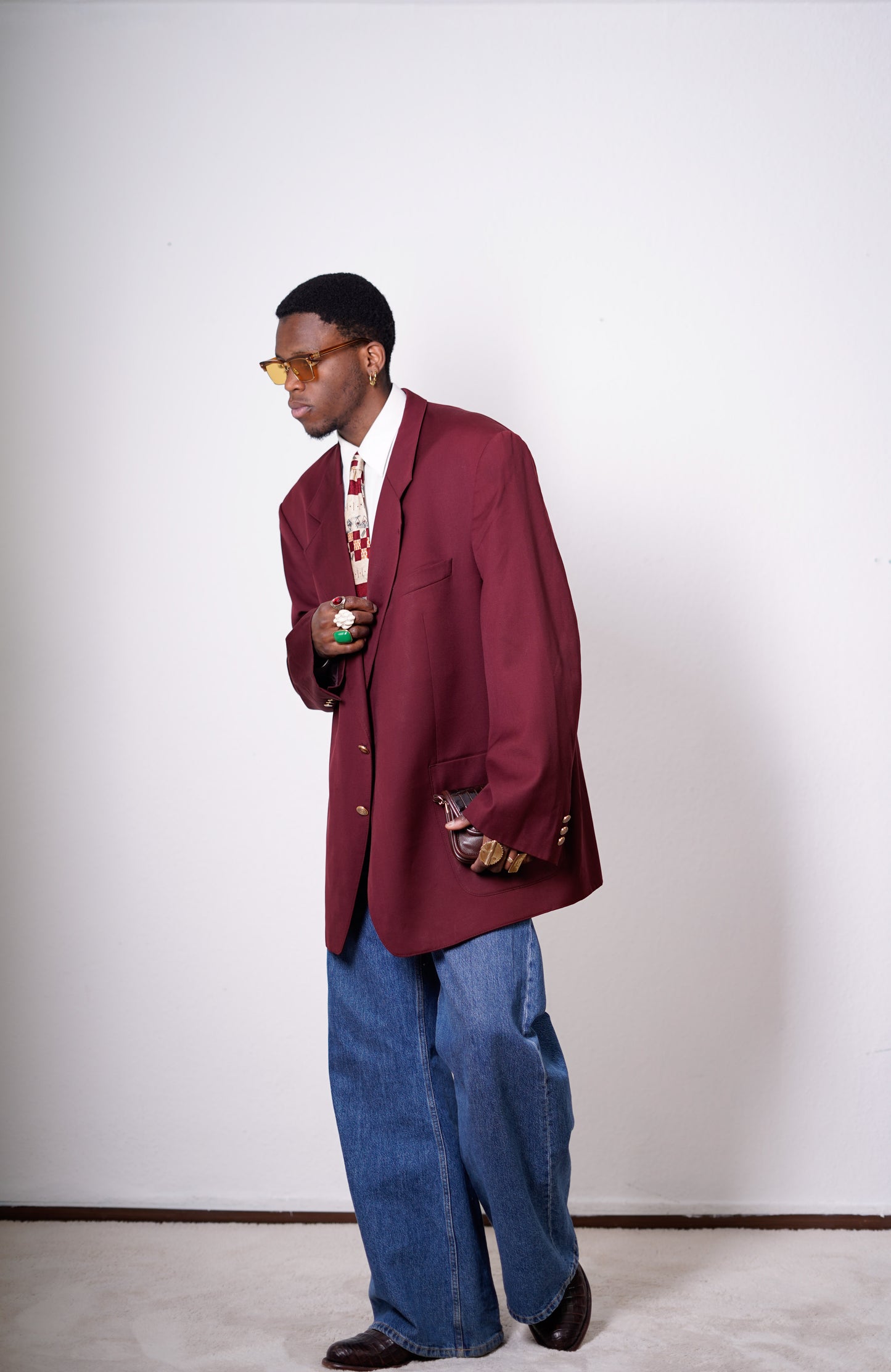 Oversized Blazer in Brodeauxrot