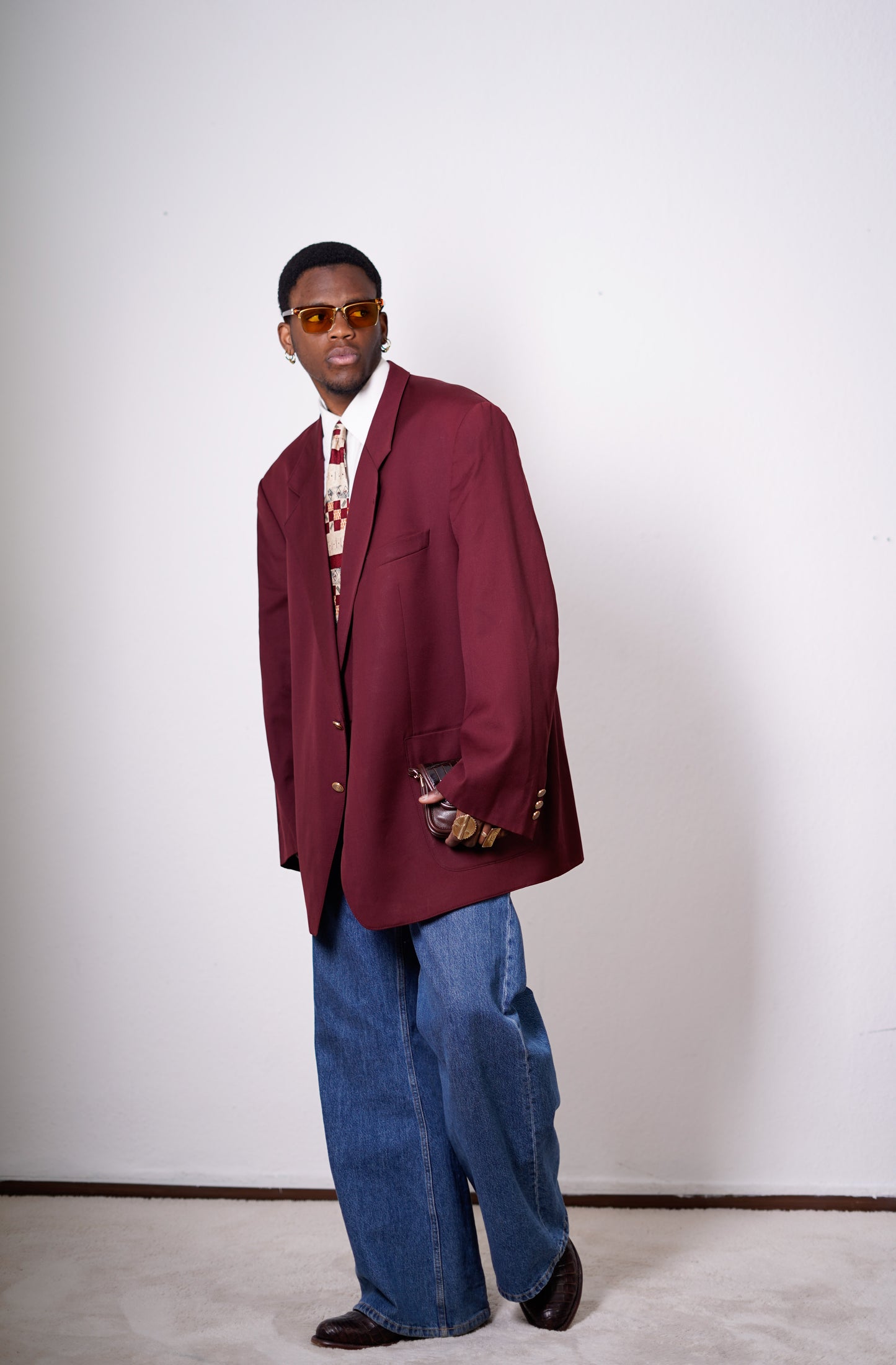 Oversized Blazer in Brodeauxrot